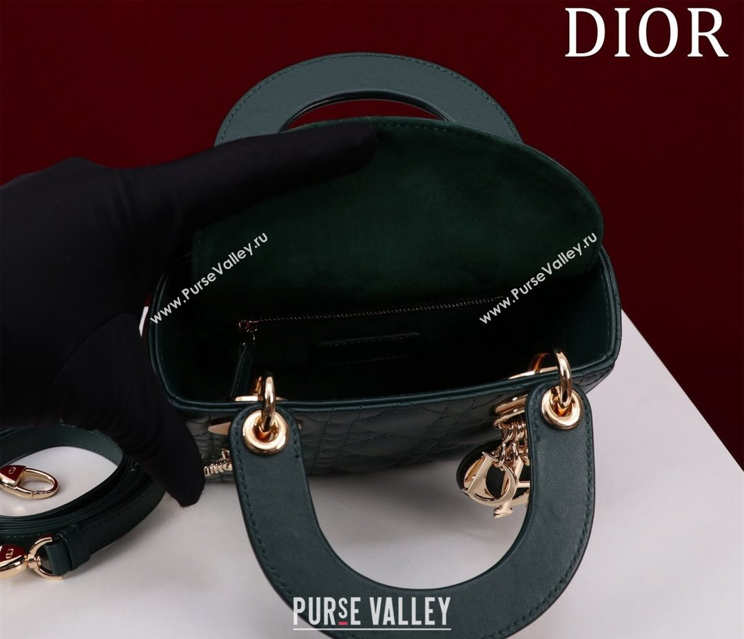 Dior Mini Lady Dior Bag in Cannage Lambskin Green 2024 M0505 (XXG-240219054)