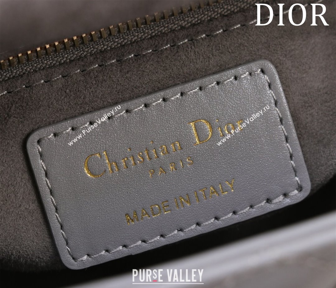 Dior Mini Lady Dior Bag in Cannage Lambskin Grey/Gold 2024 M0505 (XXG-240219055)