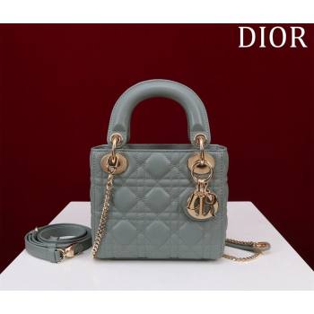 Dior Mini Lady Dior Bag in Cannage Lambskin Cloud Blue 2024 M0505 (XXG-240219056)