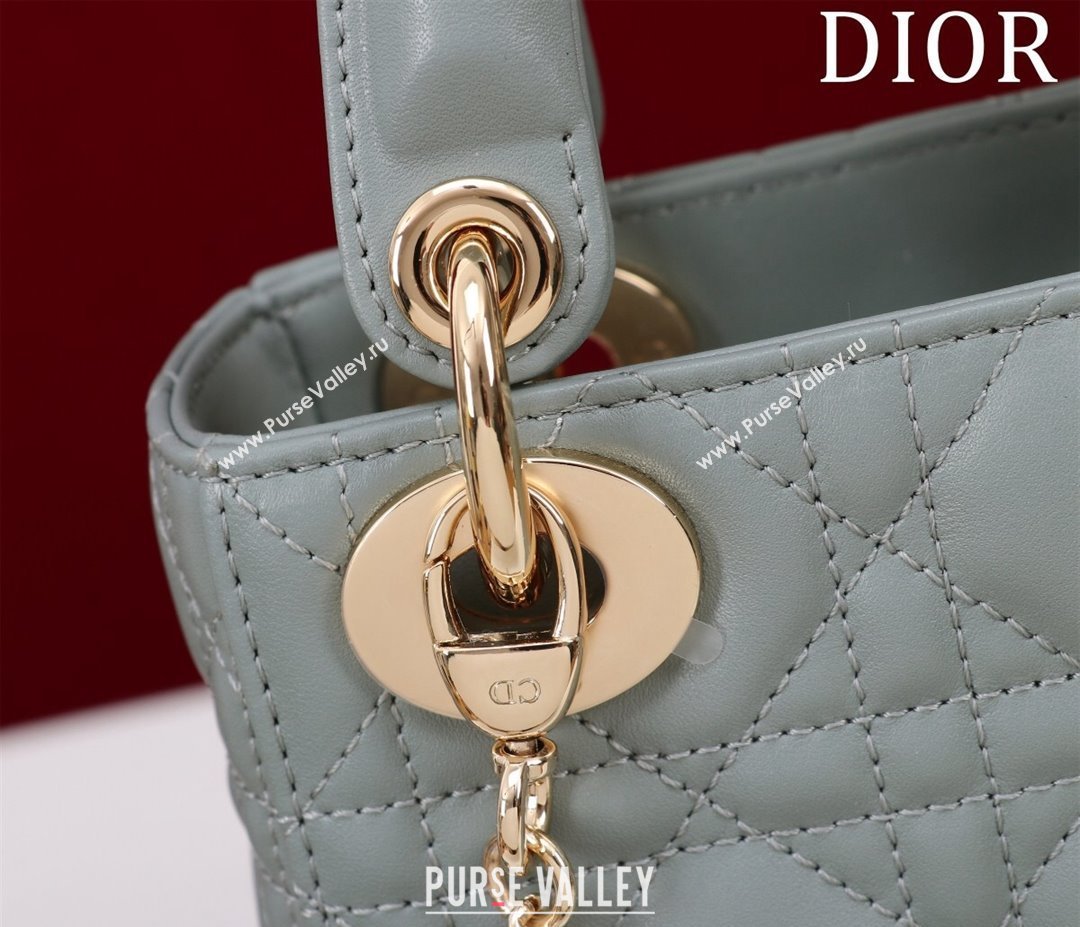 Dior Mini Lady Dior Bag in Cannage Lambskin Cloud Blue 2024 M0505 (XXG-240219056)
