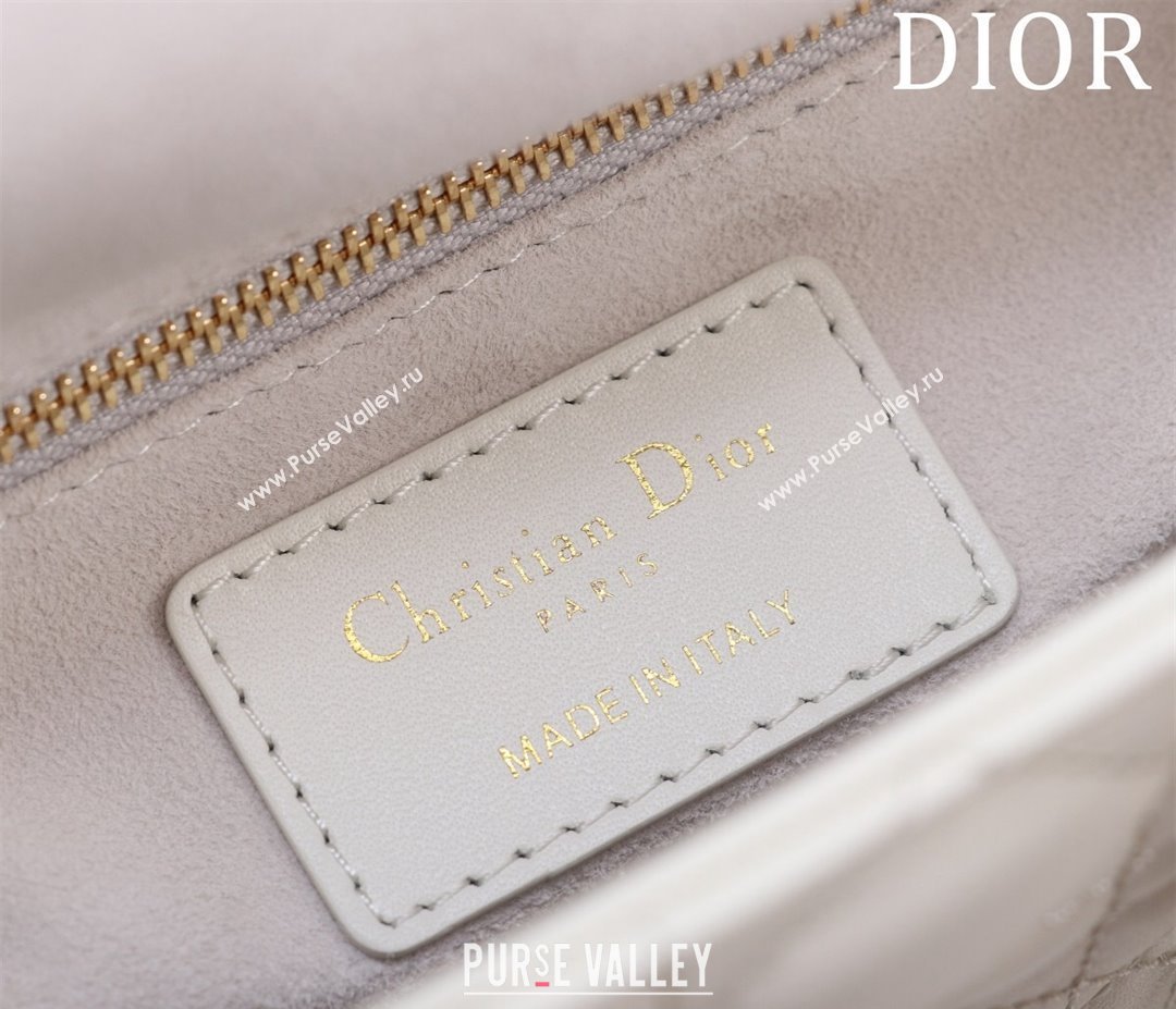 Dior Mini Lady Dior Bag in Cannage Lambskin White/Gold 2024 M0505 (XXG-240219057)