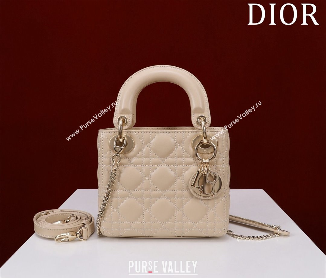 Dior Mini Lady Dior Bag in Cannage Lambskin Nude 2024 M0505 (XXG-240219058)