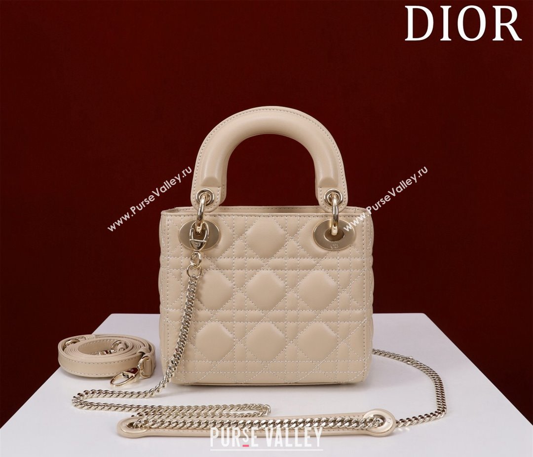 Dior Mini Lady Dior Bag in Cannage Lambskin Nude 2024 M0505 (XXG-240219058)