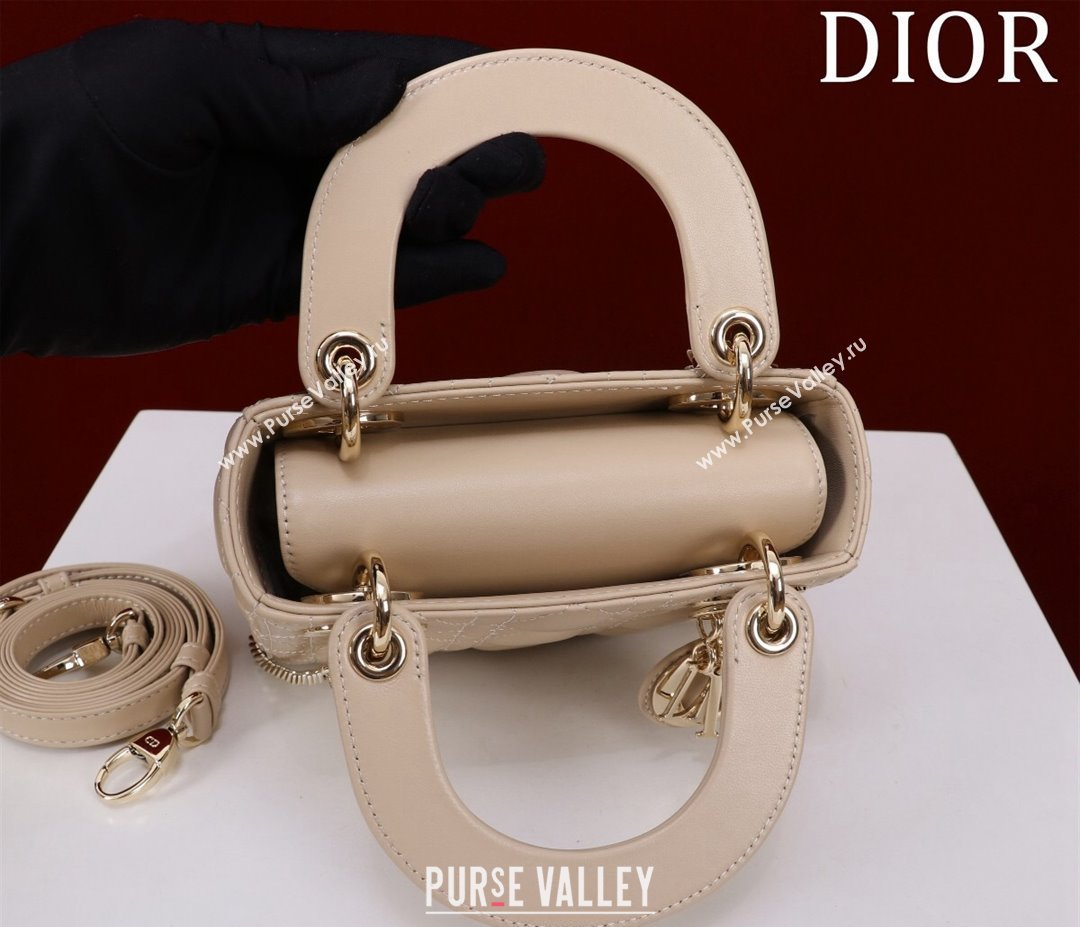 Dior Mini Lady Dior Bag in Cannage Lambskin Nude 2024 M0505 (XXG-240219058)