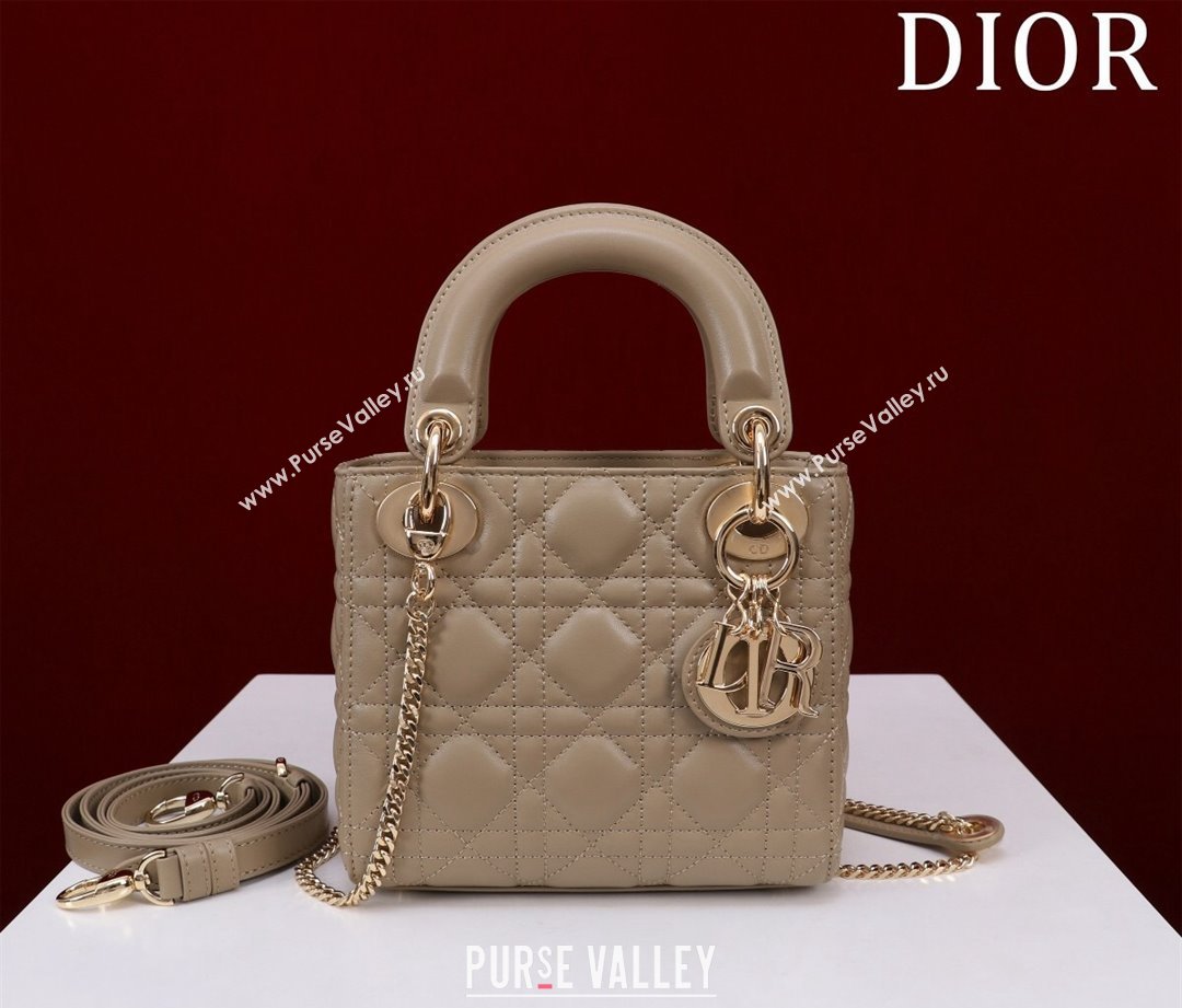 Dior Mini Lady Dior Bag in Cannage Lambskin Beige 2024 M0505 (XXG-240219059)