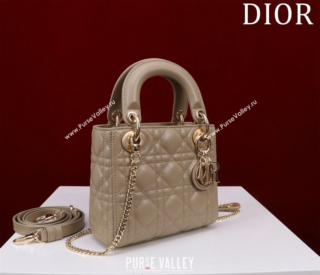 Dior Mini Lady Dior Bag in Cannage Lambskin Beige 2024 M0505 (XXG-240219059)