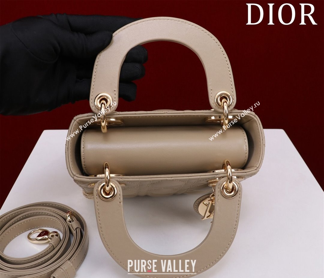 Dior Mini Lady Dior Bag in Cannage Lambskin Beige 2024 M0505 (XXG-240219059)