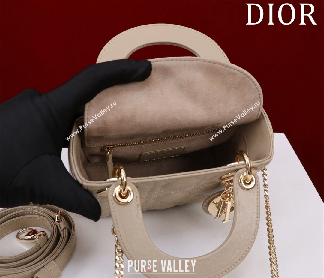 Dior Mini Lady Dior Bag in Cannage Lambskin Beige 2024 M0505 (XXG-240219059)