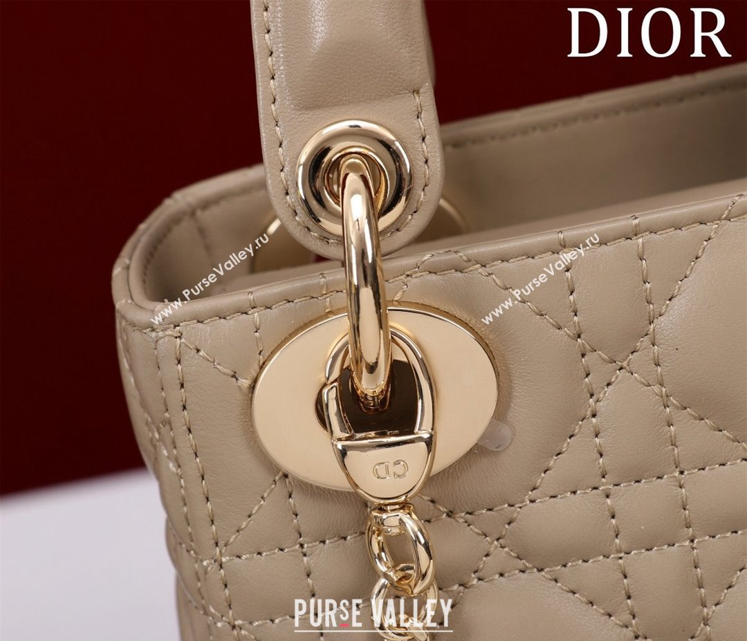 Dior Mini Lady Dior Bag in Cannage Lambskin Beige 2024 M0505 (XXG-240219059)