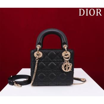 Dior Mini Lady Dior Bag in Cannage Lambskin Black 2024 M0505 (XXG-240219060)