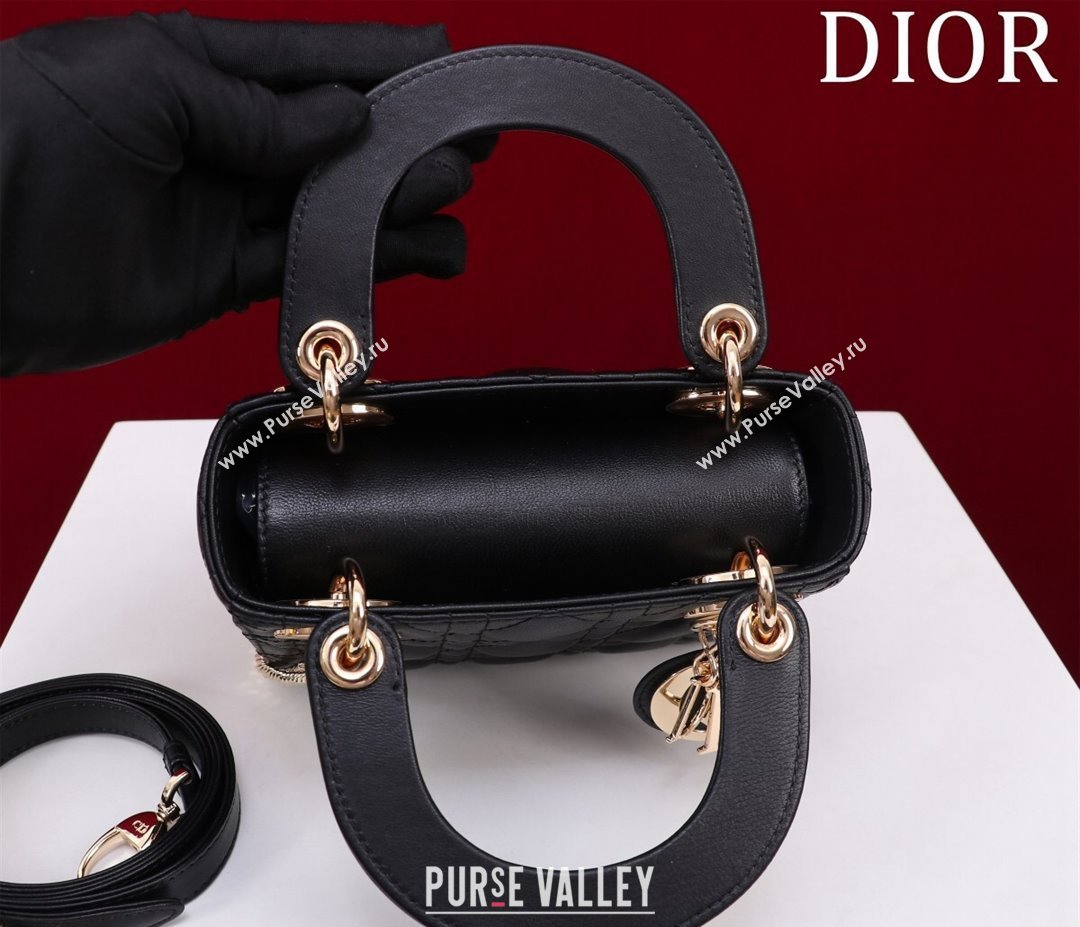 Dior Mini Lady Dior Bag in Cannage Lambskin Black 2024 M0505 (XXG-240219060)