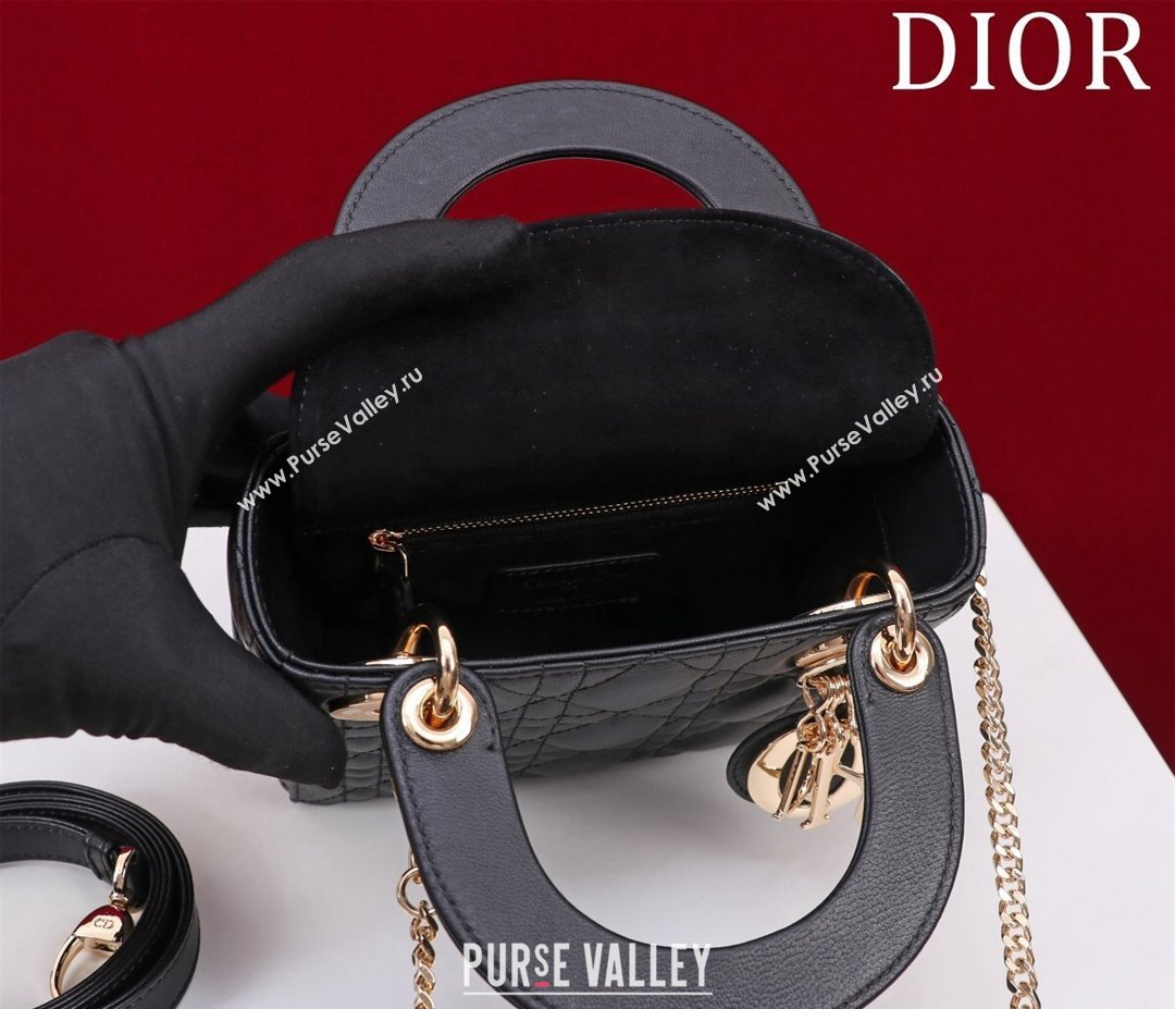 Dior Mini Lady Dior Bag in Cannage Lambskin Black 2024 M0505 (XXG-240219060)