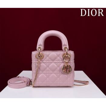 Dior Mini Lady Dior Bag in Cannage Lambskin Light Pink 2024 M0505 (XXG-240219061)