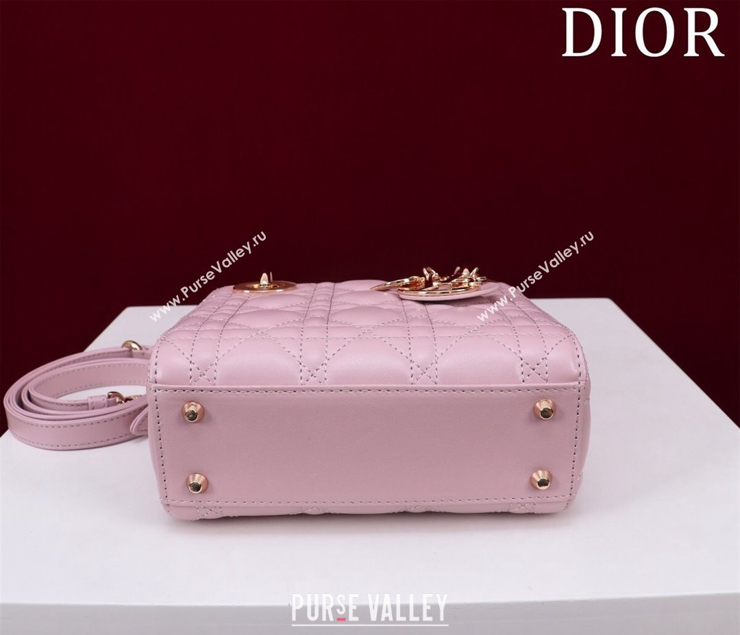 Dior Mini Lady Dior Bag in Cannage Lambskin Light Pink 2024 M0505 (XXG-240219061)