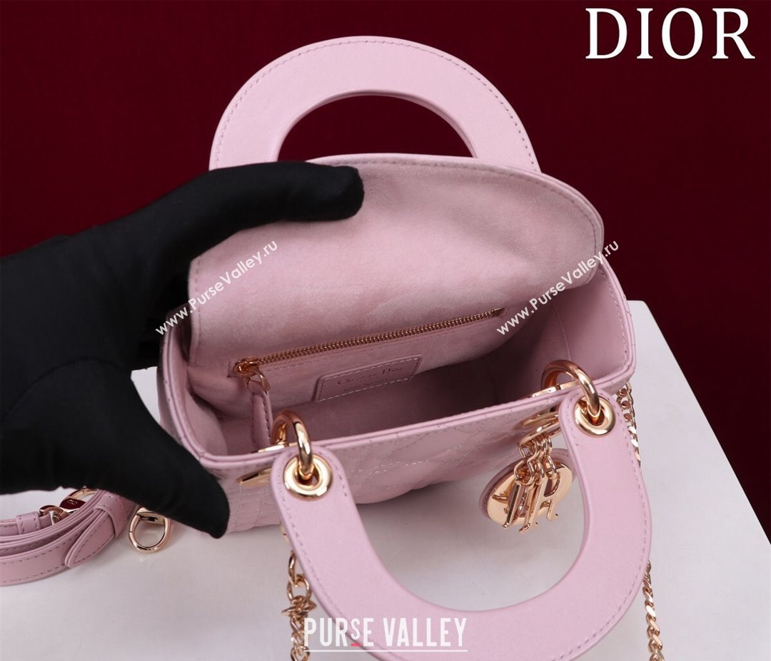 Dior Mini Lady Dior Bag in Cannage Lambskin Light Pink 2024 M0505 (XXG-240219061)