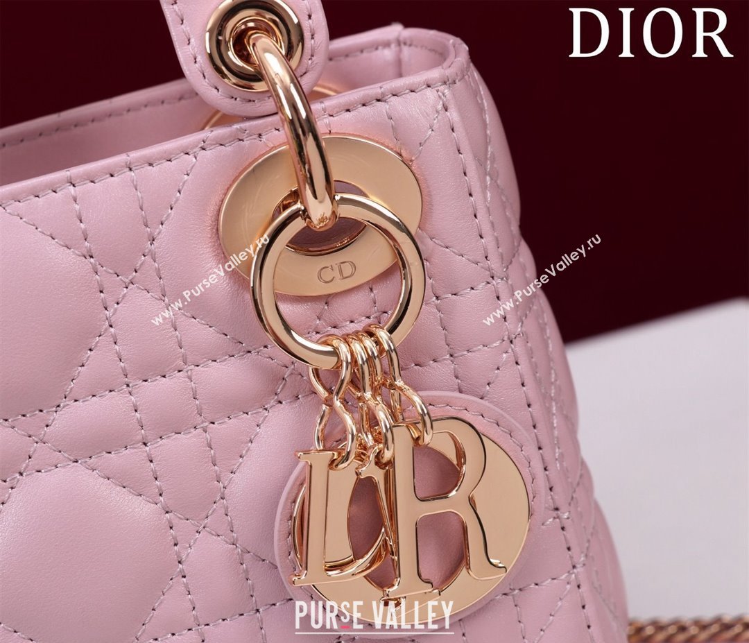 Dior Mini Lady Dior Bag in Cannage Lambskin Light Pink 2024 M0505 (XXG-240219061)