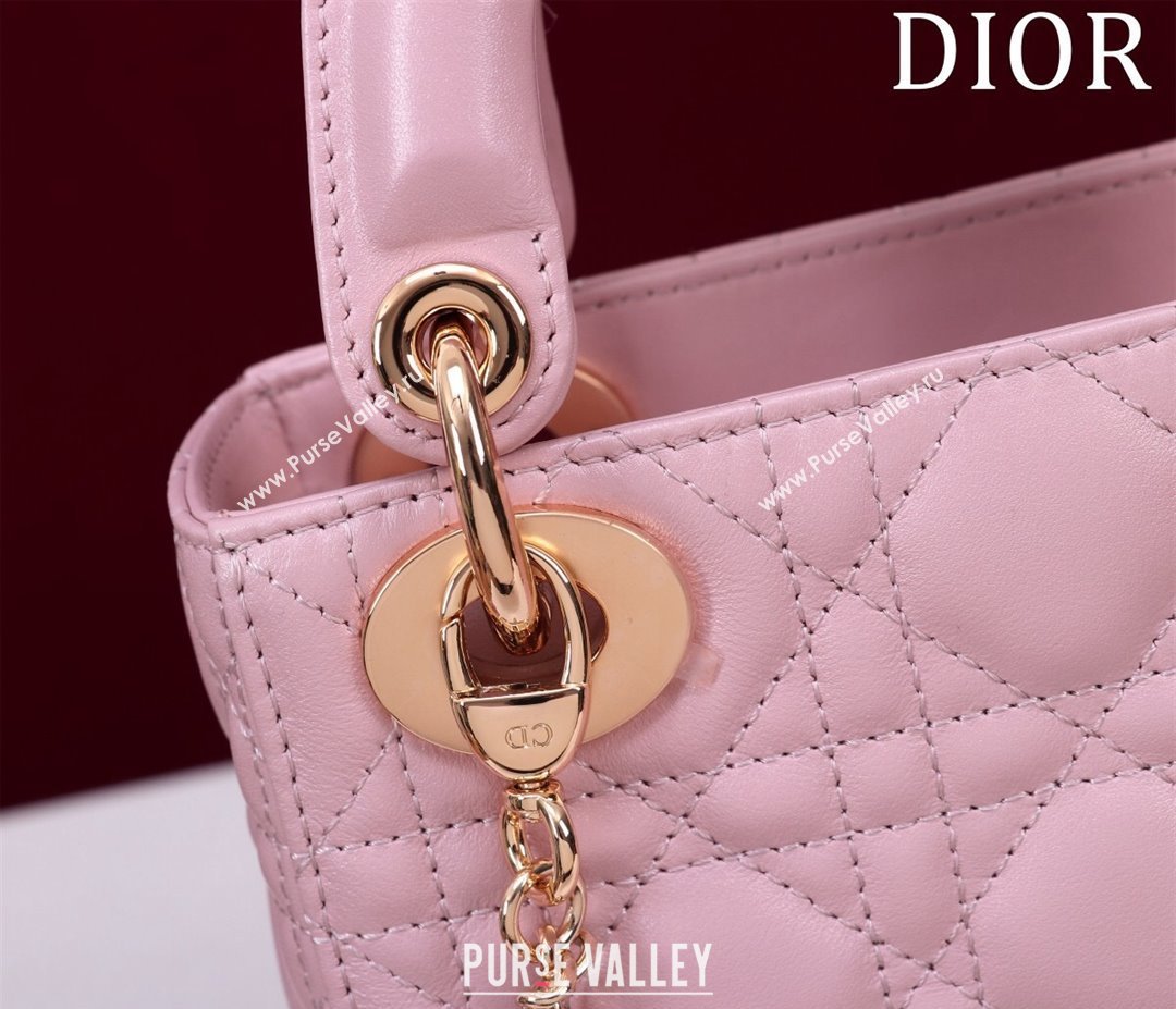 Dior Mini Lady Dior Bag in Cannage Lambskin Light Pink 2024 M0505 (XXG-240219061)