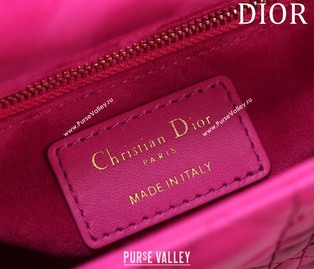 Dior Mini Lady Dior Bag in Cannage Lambskin Dark Pink 2024 M0505 (XXG-240219062)