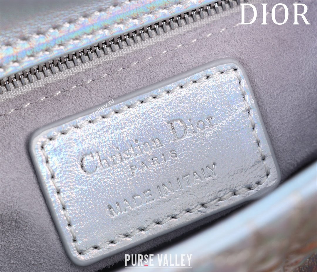 Dior Mini Lady Dior Bag in Iridescent Metallic Leather White 2023 (XXG-240219064)