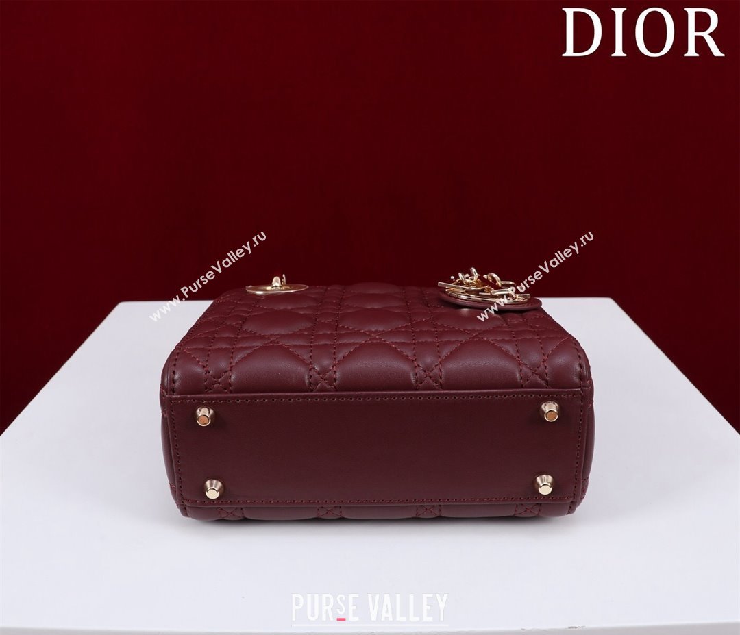 Dior Mini Lady Dior Bag in Cannage Lambskin Burgundy 2024 M0505 (XXG-240219065)