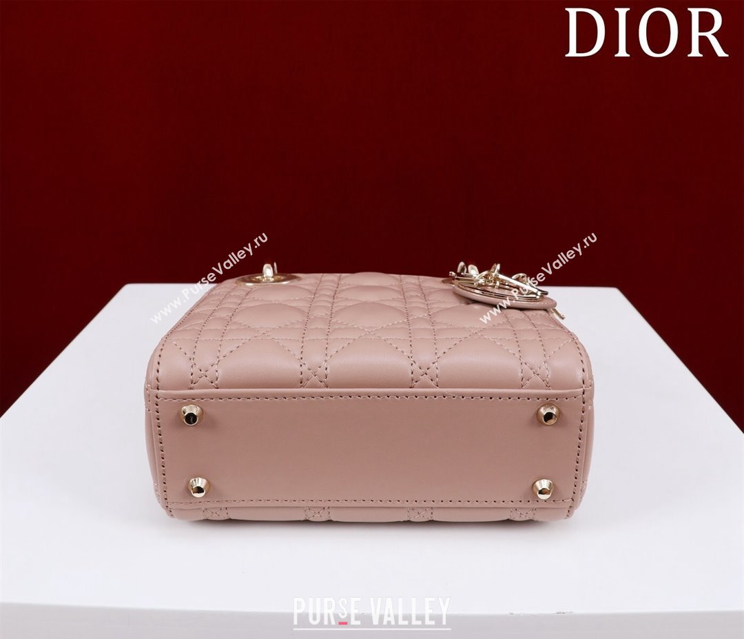 Dior Mini Lady Dior Bag in Cannage Lambskin Dark Nude 2024 M0505 (XXG-240219066)