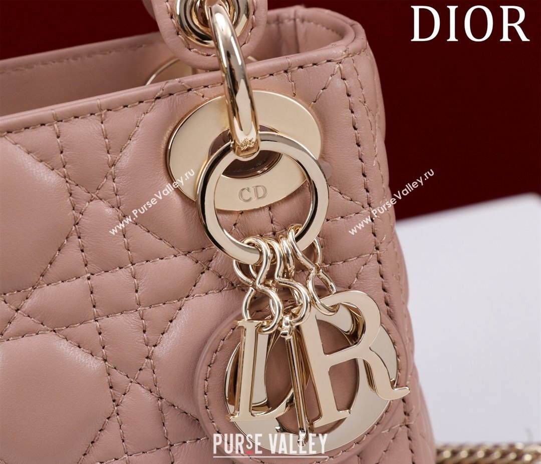 Dior Mini Lady Dior Bag in Cannage Lambskin Dark Nude 2024 M0505 (XXG-240219066)