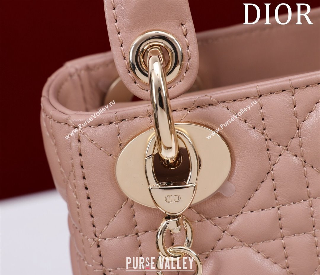 Dior Mini Lady Dior Bag in Cannage Lambskin Dark Nude 2024 M0505 (XXG-240219066)