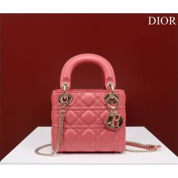 Dior Mini Lady Dior Bag in Cannage Lambskin Pink 2 2024 M0505 (XXG-240219068)