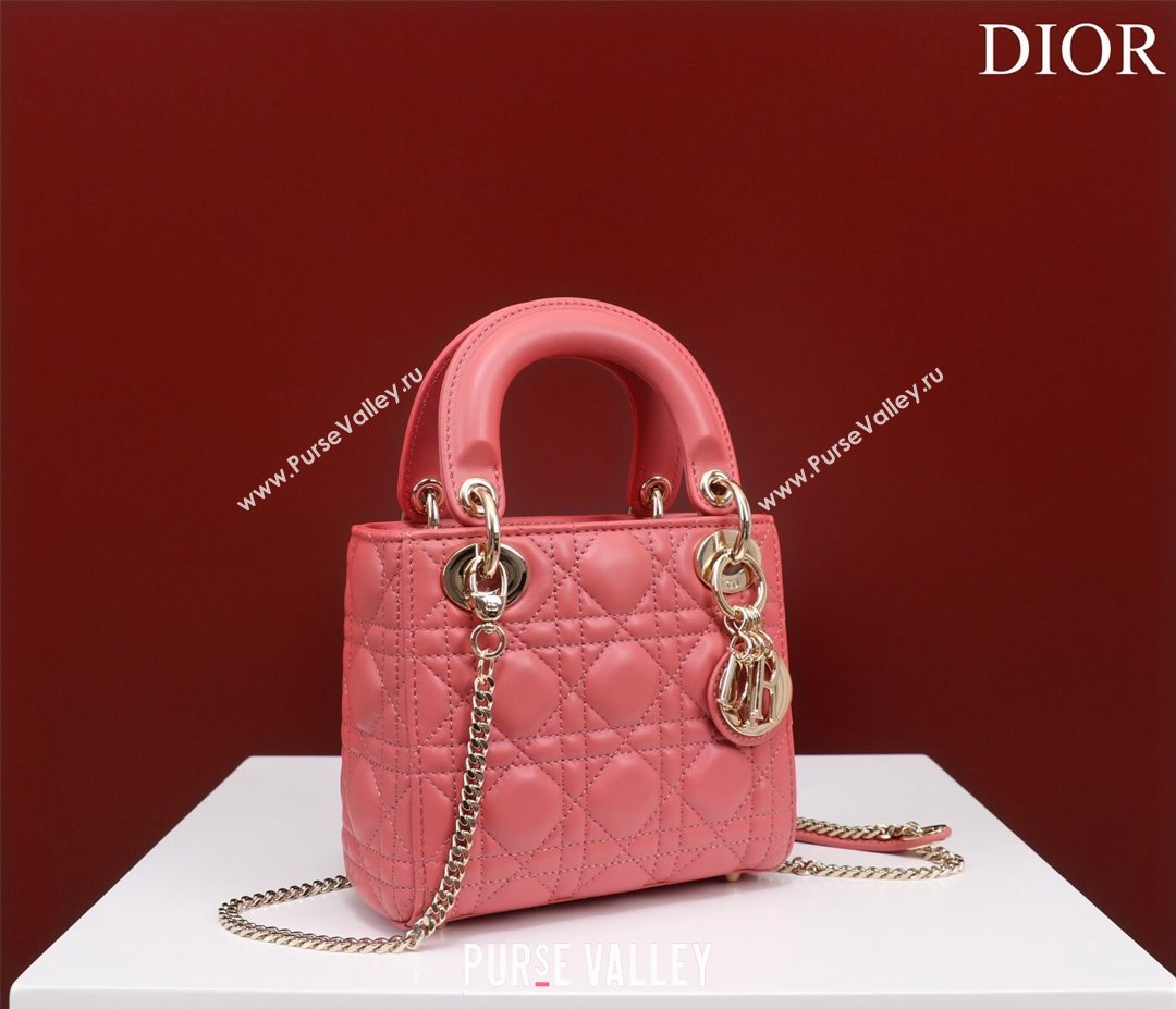 Dior Mini Lady Dior Bag in Cannage Lambskin Pink 2 2024 M0505 (XXG-240219068)