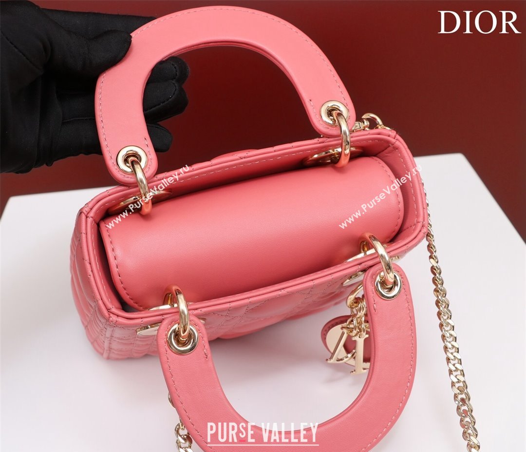 Dior Mini Lady Dior Bag in Cannage Lambskin Pink 2 2024 M0505 (XXG-240219068)