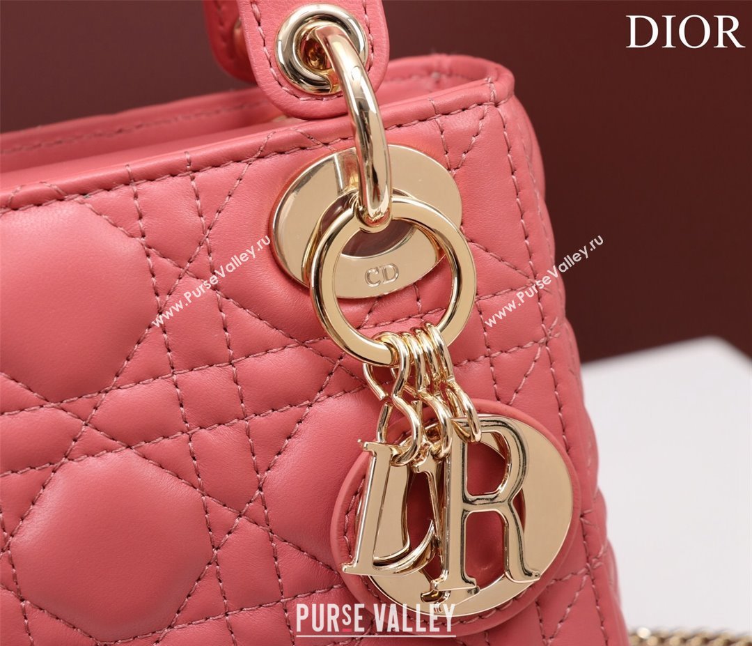 Dior Mini Lady Dior Bag in Cannage Lambskin Pink 2 2024 M0505 (XXG-240219068)