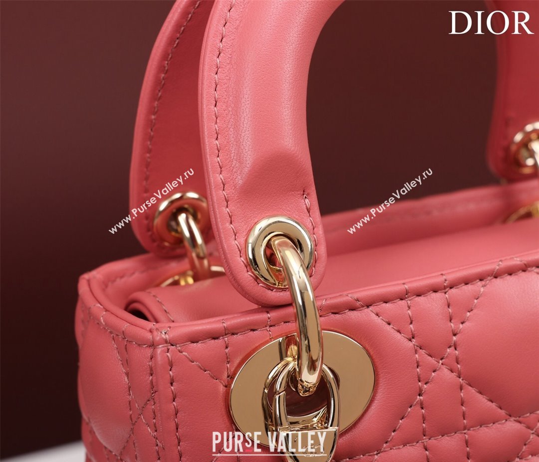 Dior Mini Lady Dior Bag in Cannage Lambskin Pink 2 2024 M0505 (XXG-240219068)