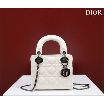 Dior Mini Lady Dior Bag in Cannage Lambskin White/Gunmetal 2024 M0505 (XXG-240219069)