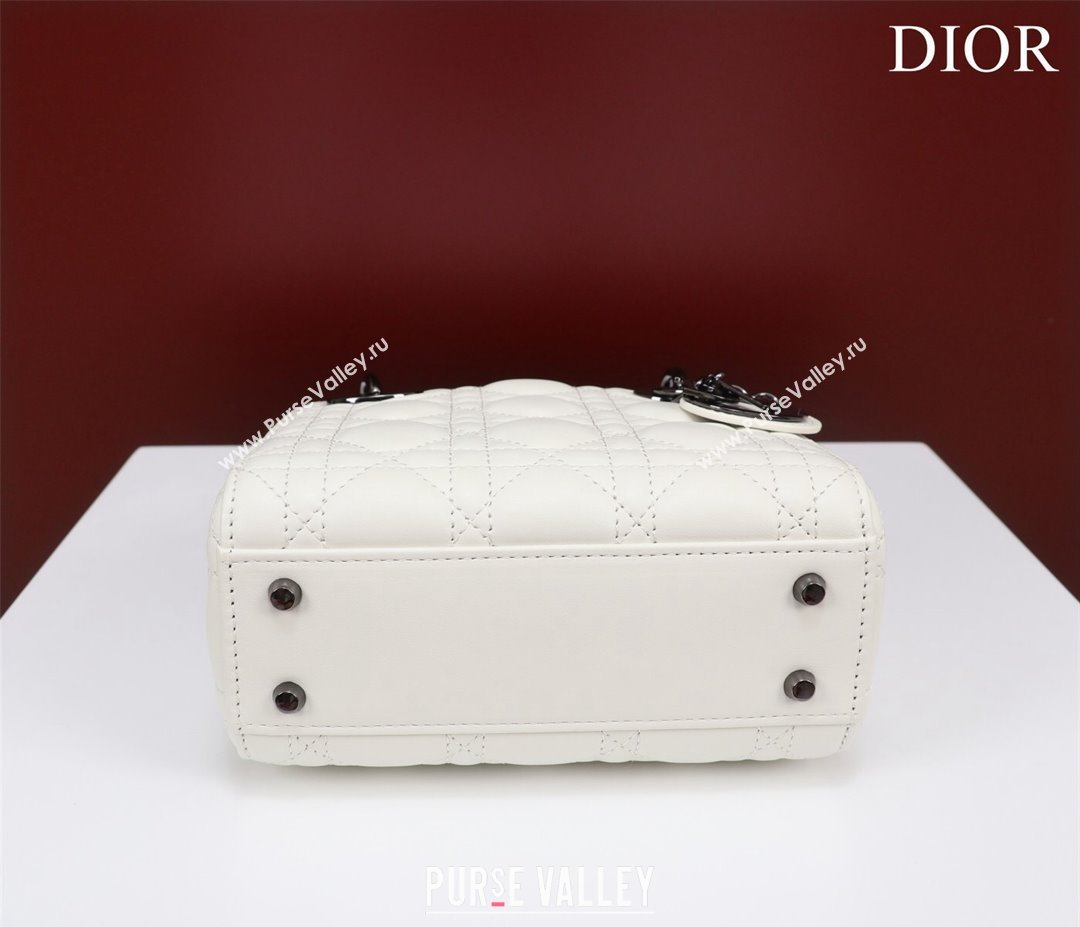 Dior Mini Lady Dior Bag in Cannage Lambskin White/Gunmetal 2024 M0505 (XXG-240219069)