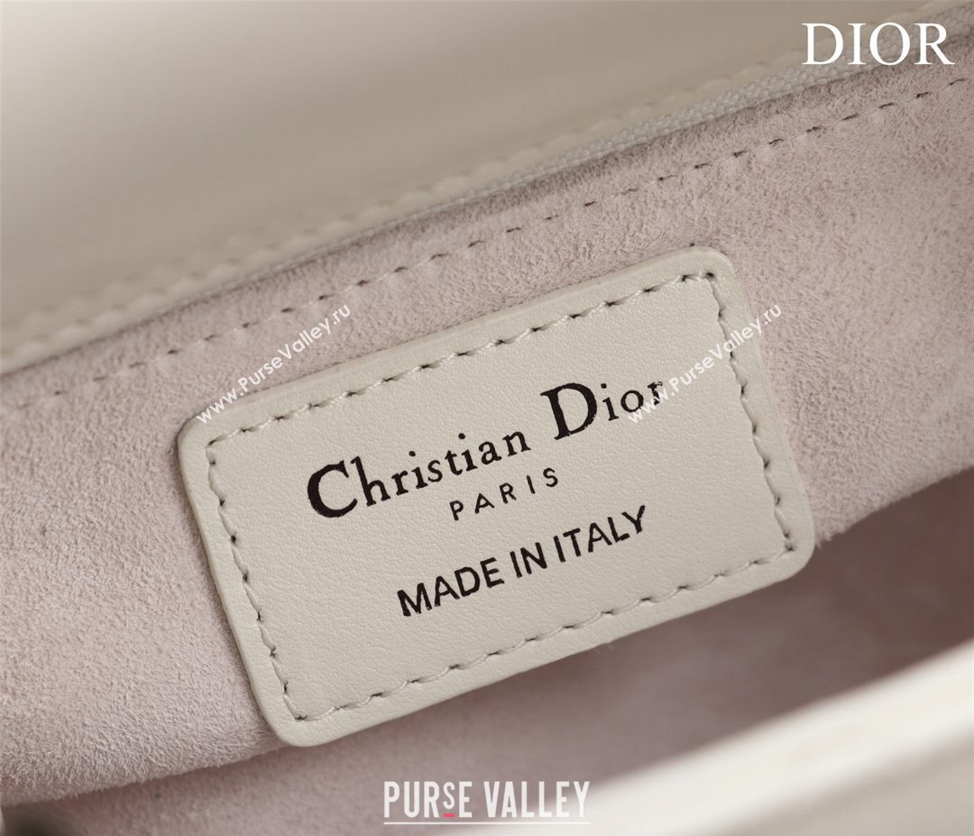 Dior Mini Lady Dior Bag in Cannage Lambskin White/Gunmetal 2024 M0505 (XXG-240219069)