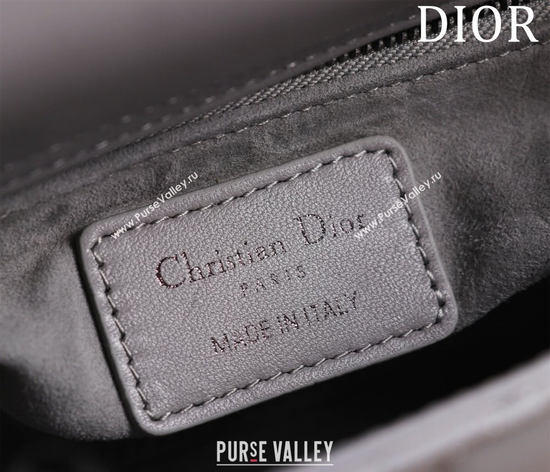 Dior Mini Lady Dior Bag in Cannage Lambskin Grey/Gunmetal 2024 M0505 (XXG-240219070)