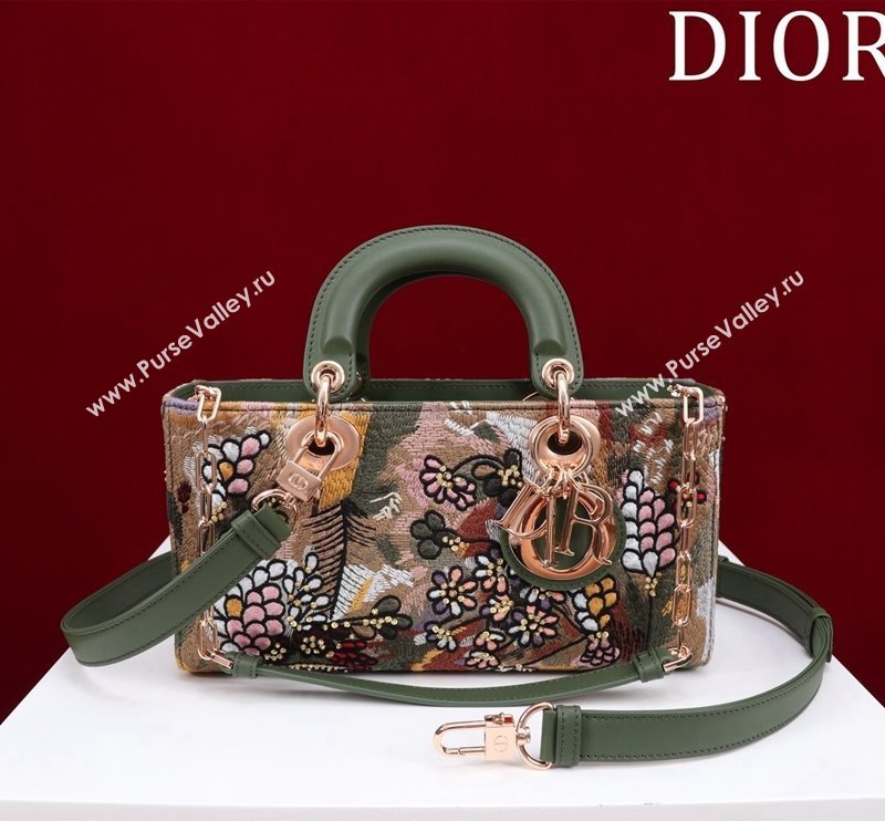 Dior Small Lady D-Joy Bag in D-Lace Macrame-Effect Motif Embroidery Green 2024 (XXG-240219077)