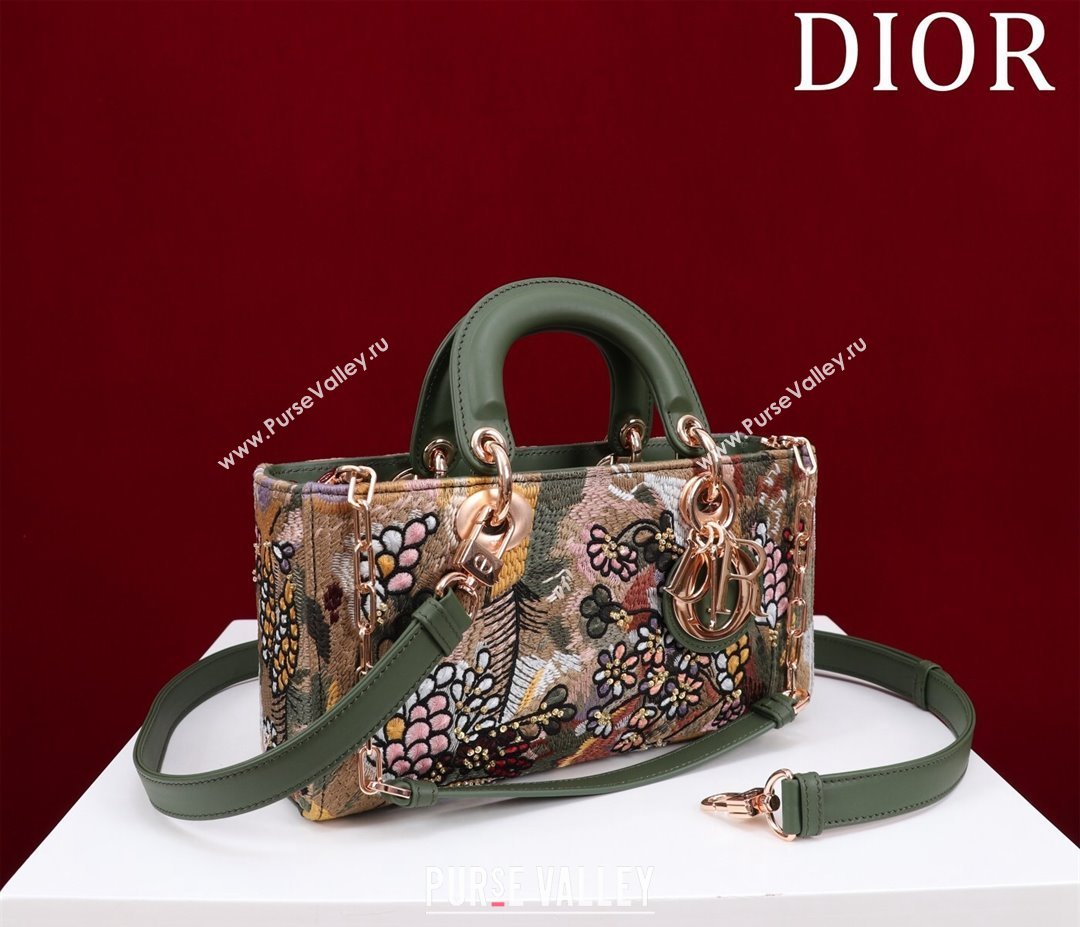 Dior Small Lady D-Joy Bag in D-Lace Macrame-Effect Motif Embroidery Green 2024 (XXG-240219077)