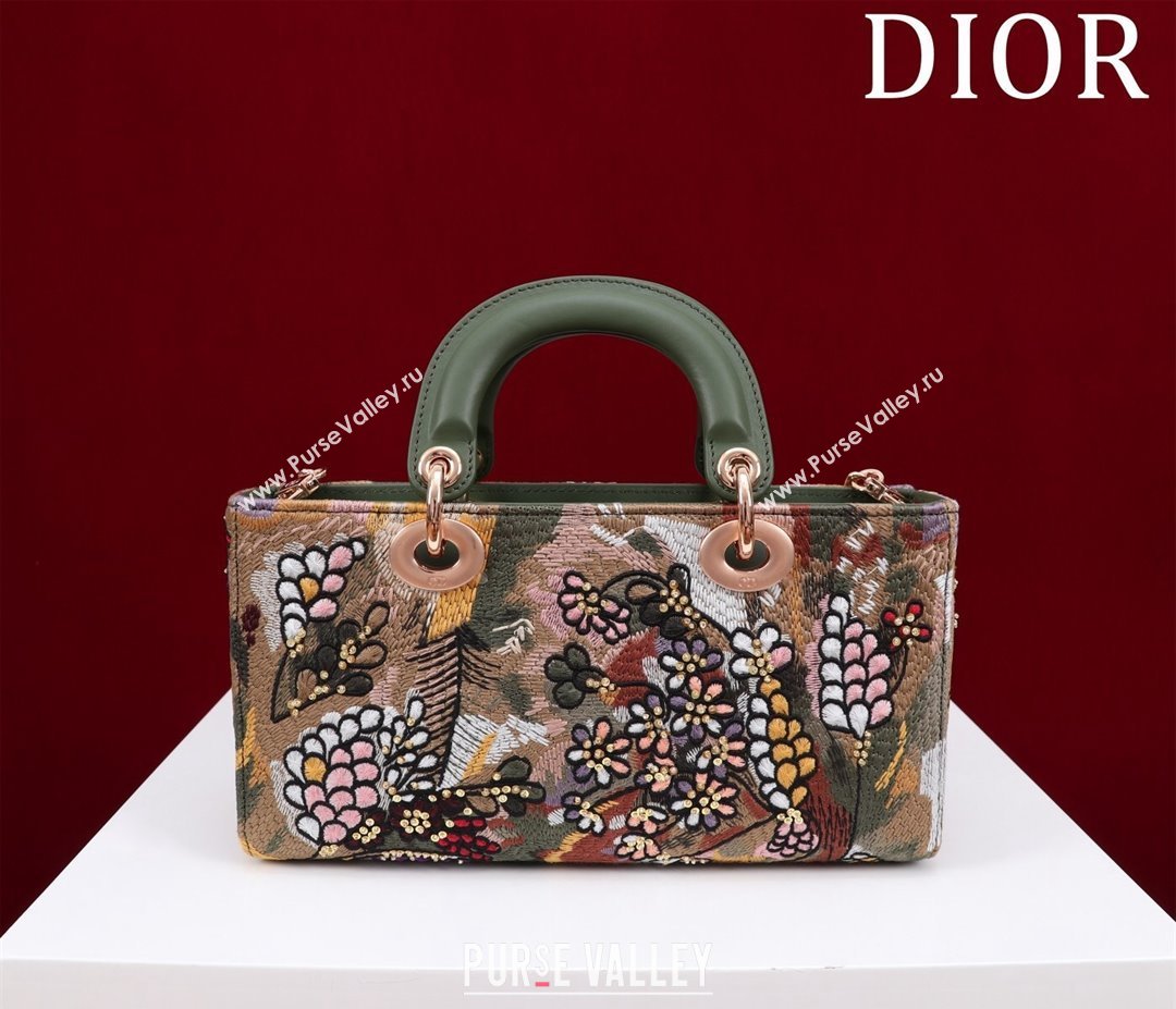 Dior Small Lady D-Joy Bag in D-Lace Macrame-Effect Motif Embroidery Green 2024 (XXG-240219077)