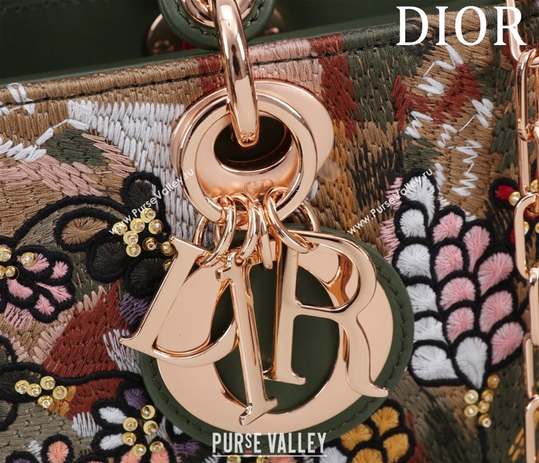 Dior Small Lady D-Joy Bag in D-Lace Macrame-Effect Motif Embroidery Green 2024 (XXG-240219077)