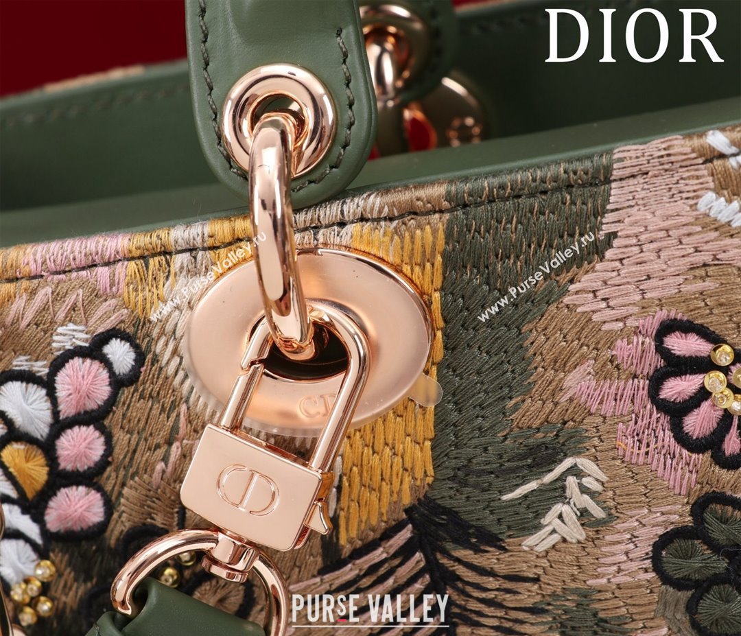 Dior Small Lady D-Joy Bag in D-Lace Macrame-Effect Motif Embroidery Green 2024 (XXG-240219077)