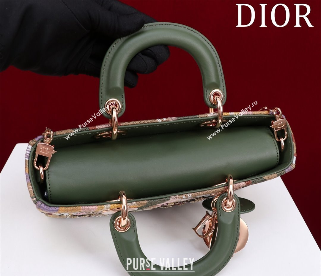 Dior Small Lady D-Joy Bag in D-Lace Macrame-Effect Motif Embroidery Green 2024 (XXG-240219077)