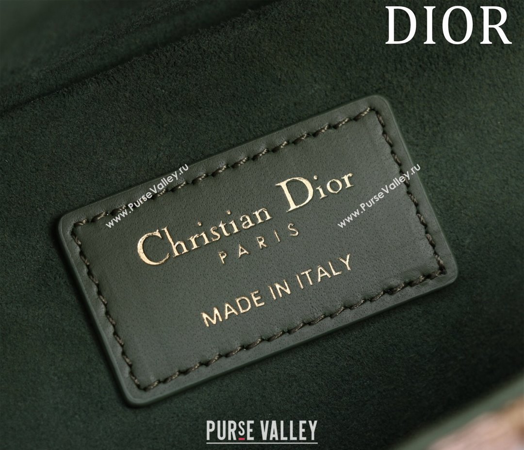 Dior Small Lady D-Joy Bag in D-Lace Macrame-Effect Motif Embroidery Green 2024 (XXG-240219077)