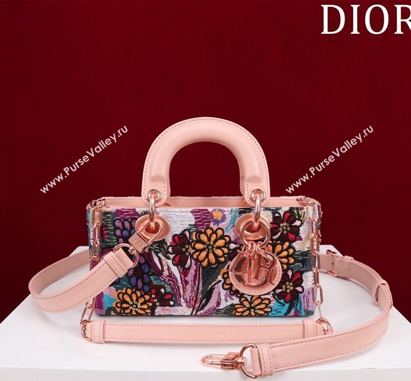 Dior Small Lady D-Joy Bag in D-Lace Macrame-Effect Motif Embroidery Light Pink 2024 (XXG-240219078)