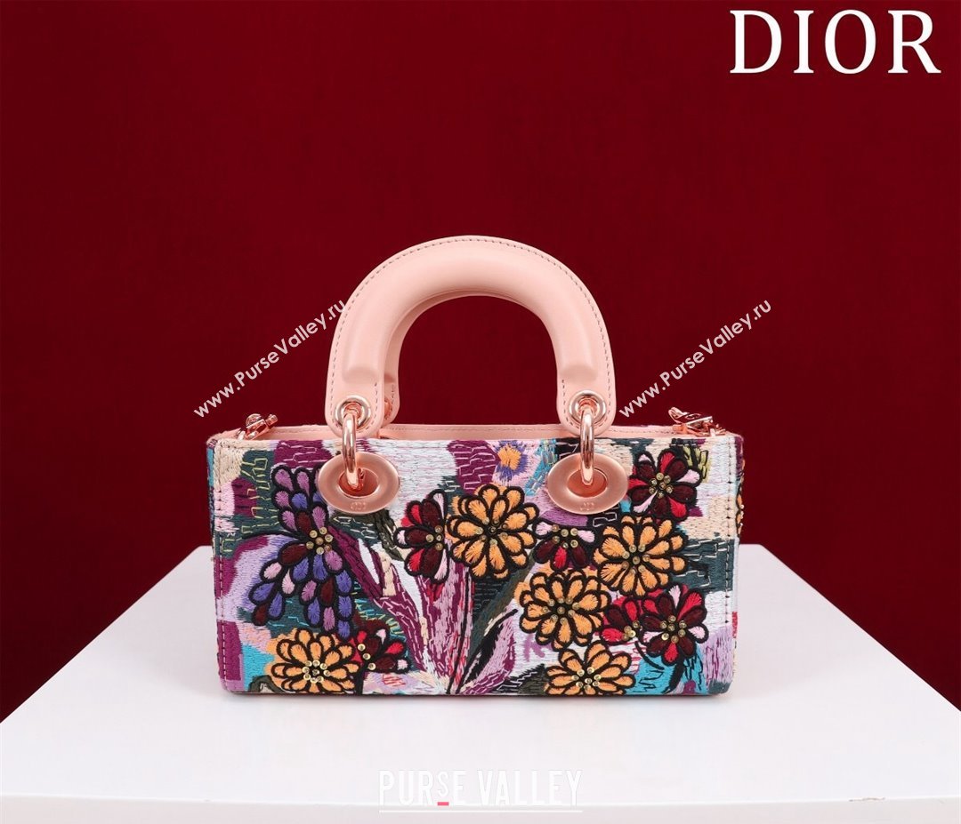 Dior Small Lady D-Joy Bag in D-Lace Macrame-Effect Motif Embroidery Light Pink 2024 (XXG-240219078)