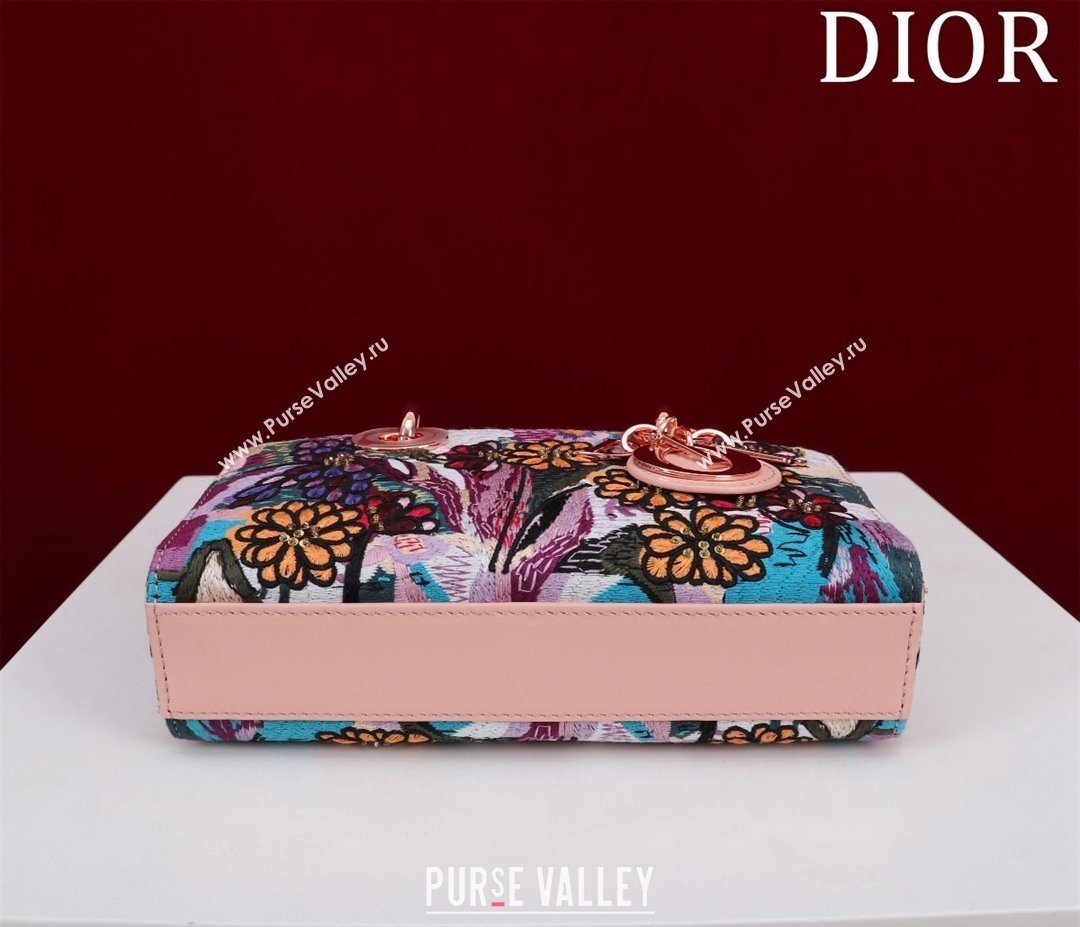 Dior Small Lady D-Joy Bag in D-Lace Macrame-Effect Motif Embroidery Light Pink 2024 (XXG-240219078)