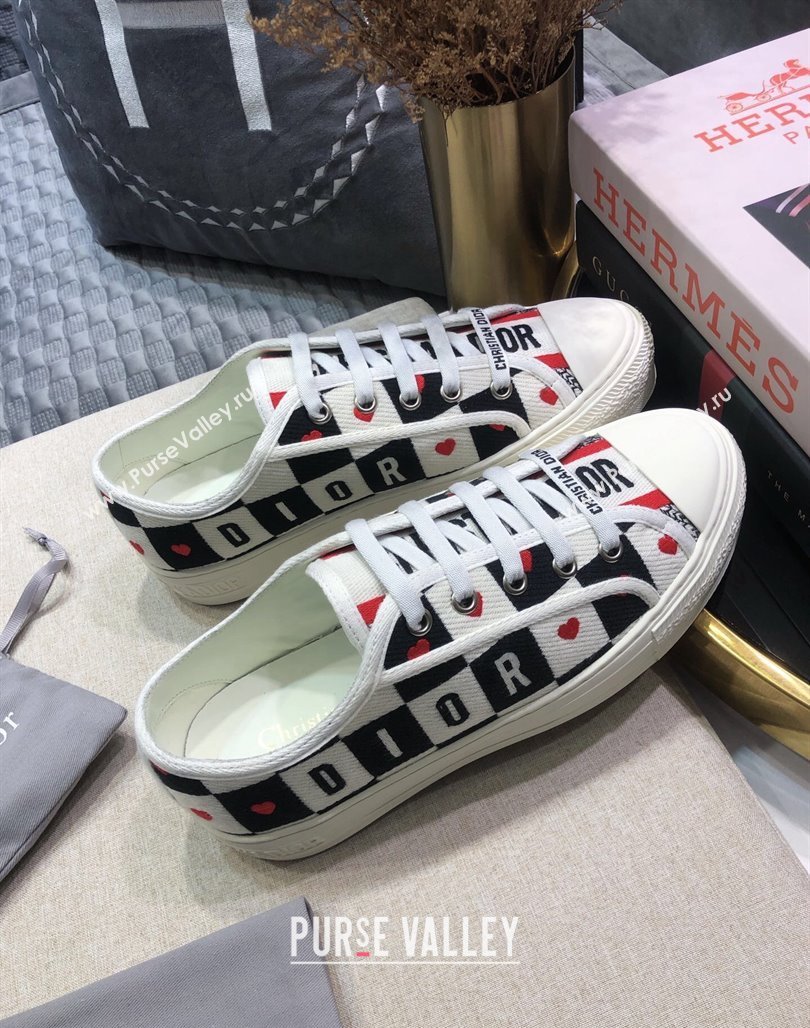 Dior WalknDior Sneakers in Heart Check Embroidered Cotton 26 2024 0226 (MD-240226022)