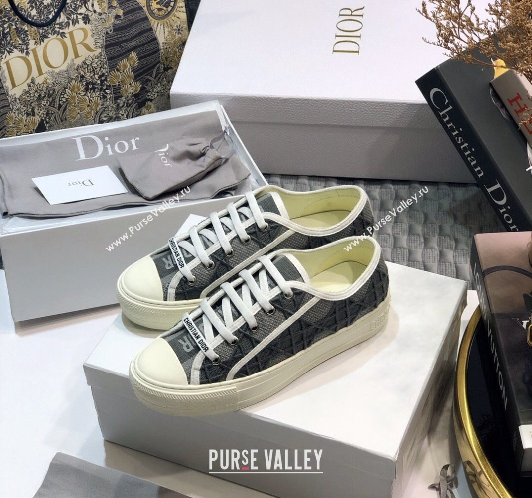 Dior WalknDior Sneakers in Cannage Embroidered Cotton Grey 37 2024 0226 (MD-240226037)