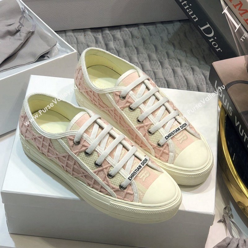 Dior WalknDior Sneakers in Cannage Embroidered Cotton Pink 2024 0226 (MD-240226038)