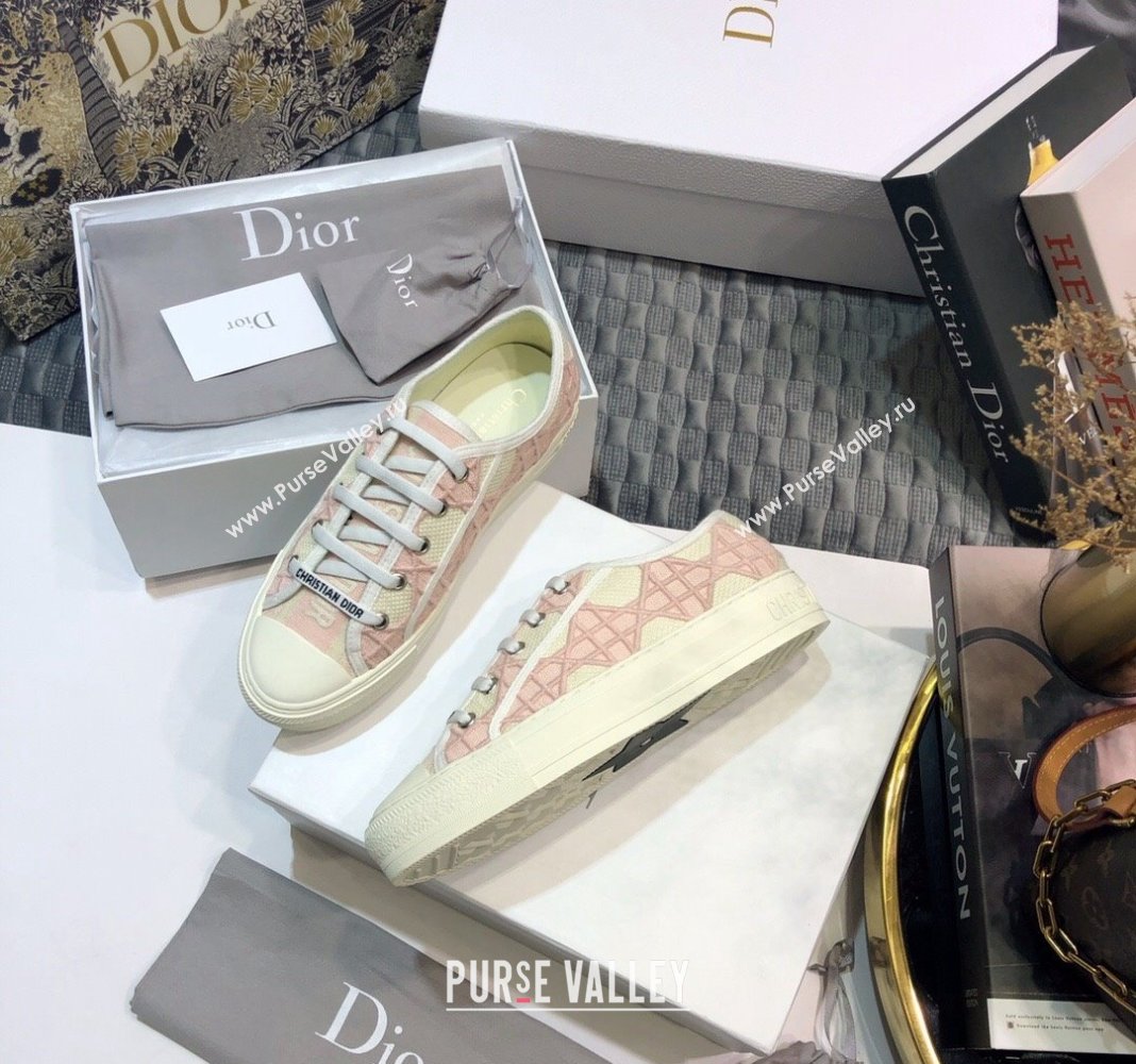Dior WalknDior Sneakers in Cannage Embroidered Cotton Pink 2024 0226 (MD-240226038)